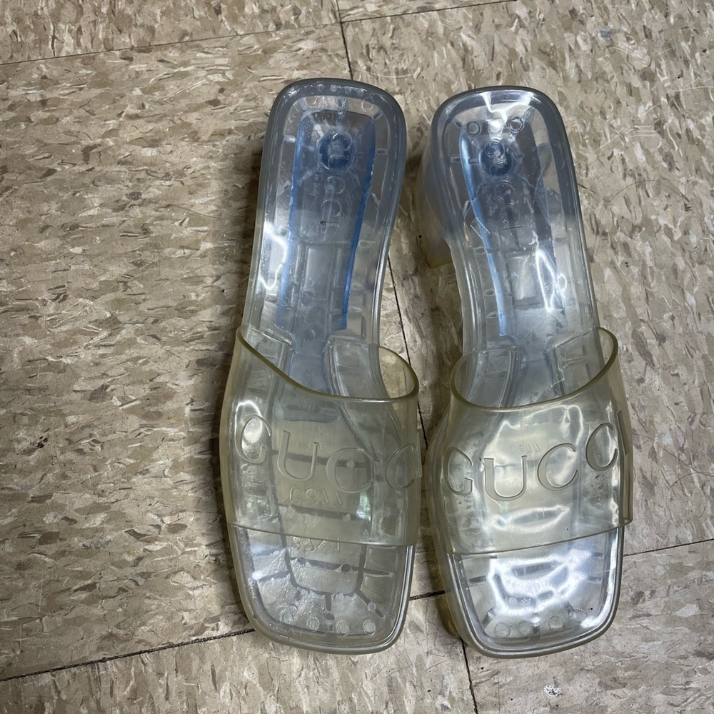 Clear Women's slide sandal with Gucci logo